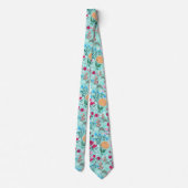 Cravate Cute rose et bleu Petit motif floral (Dos)