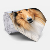Cravate Cute Rough Collie Amoureux des chiens de Noël (Roulé)