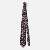 Cravate Cute small pink floral with black background (Devant)