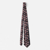 Cravate Cute small pink floral with black background (Dos)