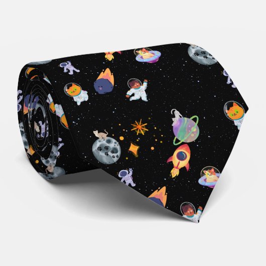 Cravate Cute space kitten in the galaxy (Roulé)
