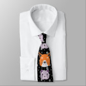 Cravate Cute Têtes de chat 01. BG noir (Attaché)