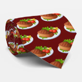 Cravate Cute tiled steak dinner pattern (Roulé)