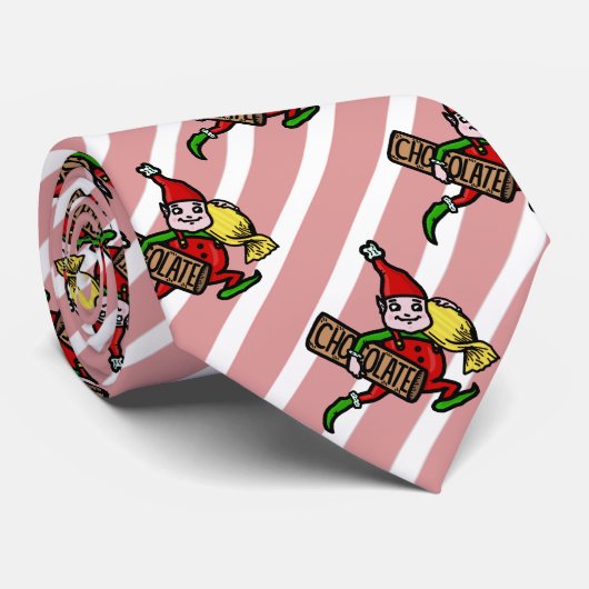Cravate Cute Vintage Elf de Noël avec bonbon (Roulé)
