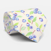 Cravate Cute Watercolor Blueberry Botanical Pattern (Roulé)