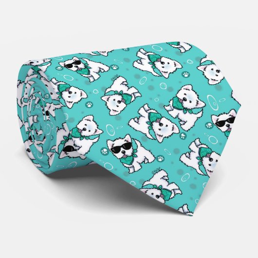 Cravate Cutieface Westie KiniArt (Roulé)