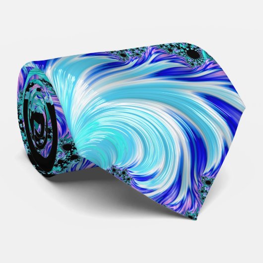 Cravate Cyan Tentacle psychédélique Abstrait art fractal (Roulé)