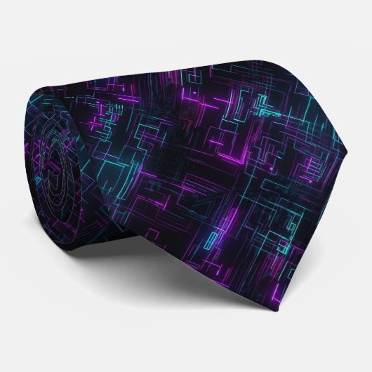 Cravate cyberpunk vaporwave synthwave rétro dubstep edm (Roulé)
