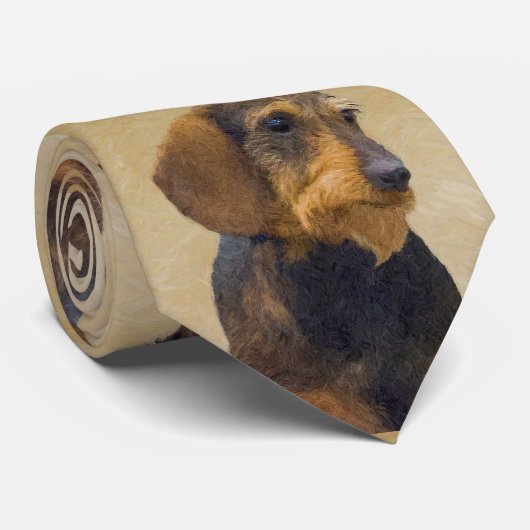Cravate Dachshund (À poils durs) Peinture Chien Art origin (Roulé)