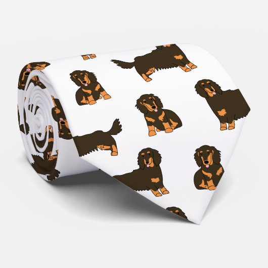 Cravate Dachshund aux cheveux longs (Roulé)