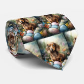 Cravate Dachshund avec œufs de Pâques (Roulé)