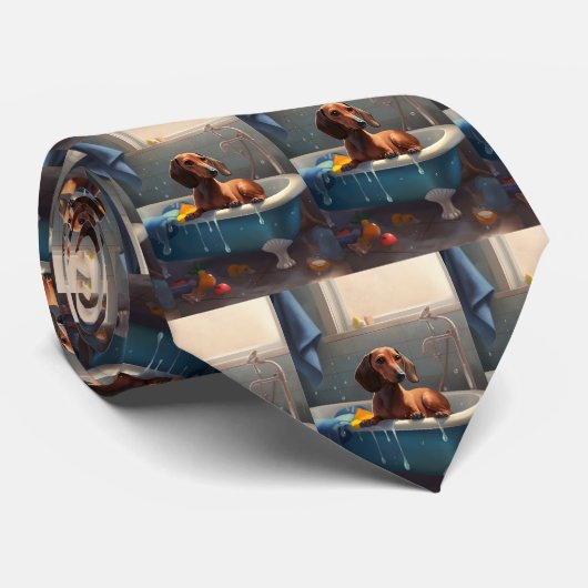 Cravate Dachshund Bathtime Fun (Roulé)