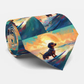 Cravate Dachshund Beach Surf Peinture (Roulé)