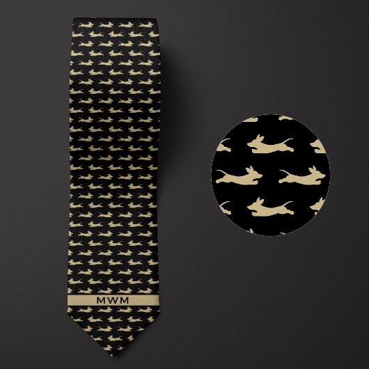 Cravate Dachshund Black and Gold