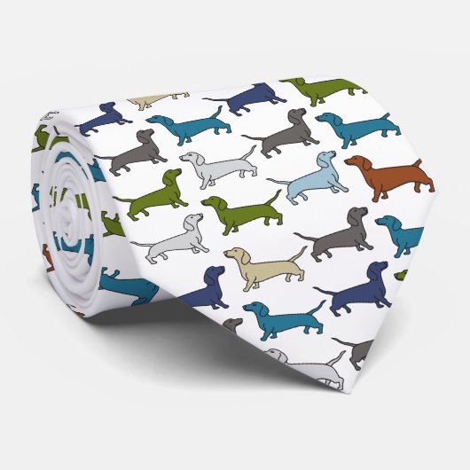 Cravate Dachshund Chien Chien Chiot Papa race Multicolore (Roulé)