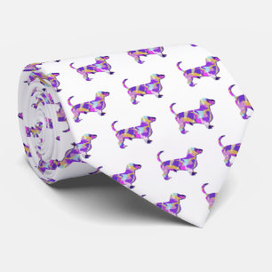 Cravate Dachshund Daxie Silhouette Purple Blanc Cou
