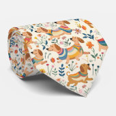 Cravate Dachshund Flowers (Roulé)