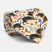 Cravate Dachshund Flowers (Roulé)