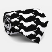 Cravate Dachshund Silhouettes Motif Wiener Chiens Weenies (Roulé)