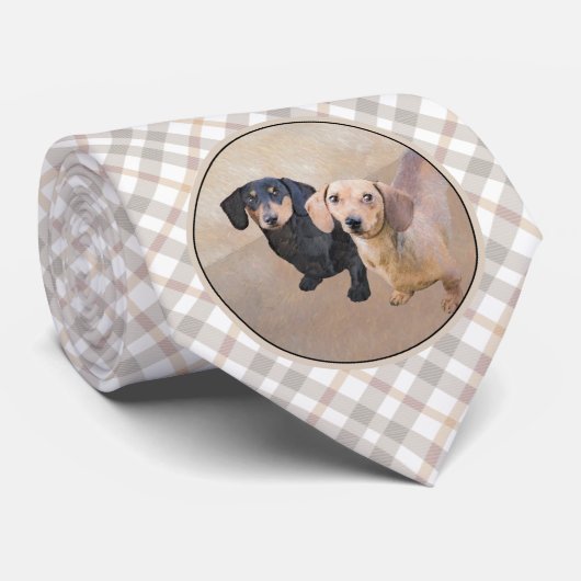 Cravate Dachshund (Smooth) Peinture - Art Chien original (Roulé)