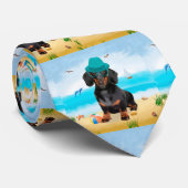 Cravate Dachshund sur la plage (Roulé)
