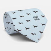 Cravate Dachshunds Chiens Motif Monogramme (Roulé)