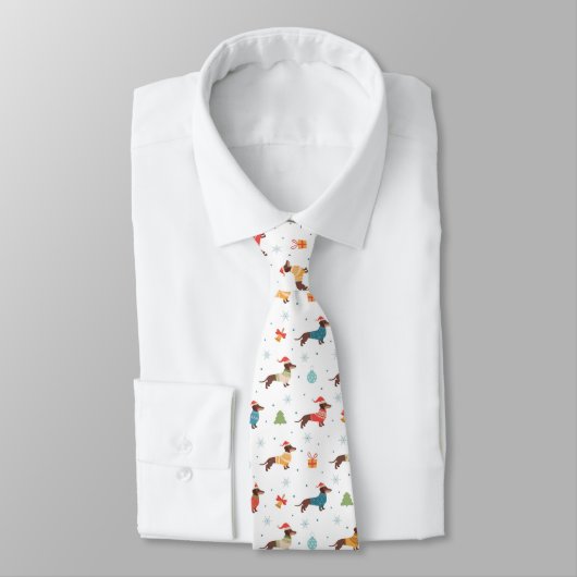 Cravate Dachshunds dans le Motif des pulls de Noël (Attaché)