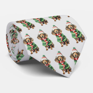 Cravate Dachshunts De Noël Dans Les Snowflakes