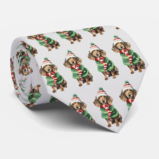 Cravate Dachshunts De Noël Dans Les Snowflakes (Roulé)