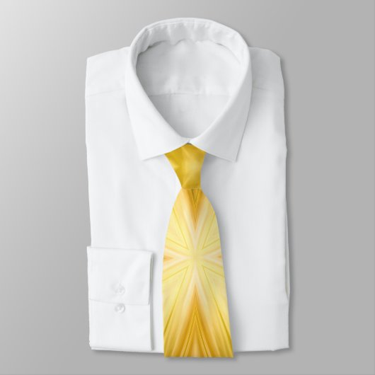 Cravate Daffodil Jaune Lait Blanc Nuages Art Abstrait (Attaché)