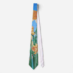 Cravate Daffodiles d'or en fleurs Gras Line Art