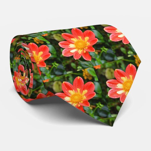 Cravate Dahlias mode florale (Roulé)