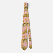 Cravate Dahlias rose et or Mariage Floral (Devant)