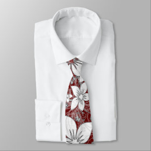 Cravate Dainty Floral Scroll sur rouge