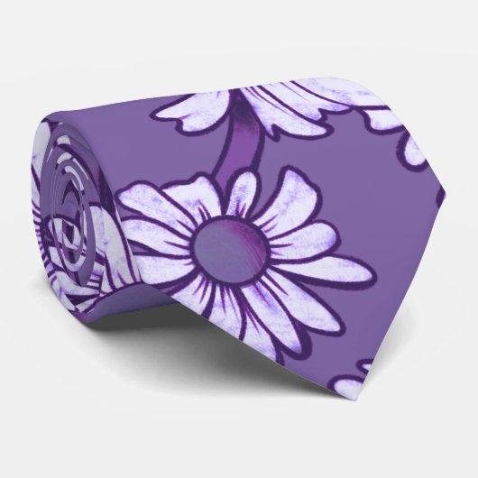 Cravate Daisées violettes (Roulé)