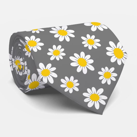 Cravate Daisies de White Yellow (Roulé)