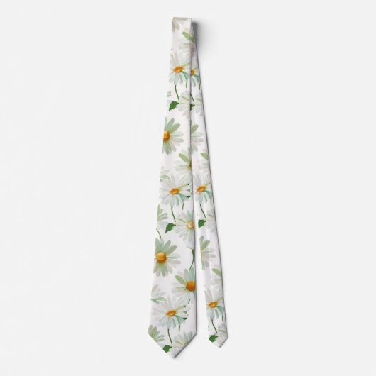Cravate Daisies Watercolor Floral Pattern (Devant)