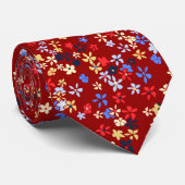 Cravate Daisy Dot Floral Bourgogne à deux côtés imprimé (Roulé)
