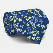 Cravate Daisy Dot Floral Navy Imprimé recto-verso (Roulé)