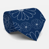 Cravate Daisy en Mono B02.Blanc D Bleu BG (Roulé)