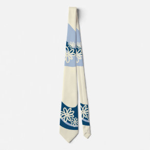 Cravate Daisy Groove - Bleu foncé, Bleu clair et crème