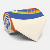 Cravate Daisy Groove Bleu, orange, violet, vert et crème (Roulé)