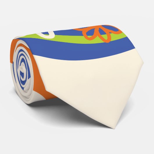 Cravate Daisy Groove Bleu, orange, violet, vert et crème (Roulé)