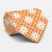 Cravate Daisy Groovy Rétro Damier, Y2K 90s (Roulé)