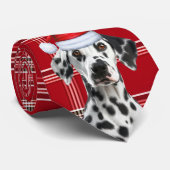 Cravate Dalmatian Santa Dog Red Holiday Plaid Christmas (Roulé)