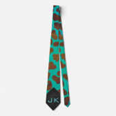Cravate Dalmatie Brown et Turquoise avec Monogramme (Devant)
