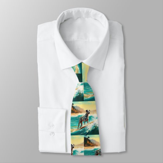 Cravate Dalmation Plage Surf Peinture (Attaché)