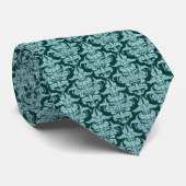 Cravate Damas - Lt Blue Green sur Dark Green (Roulé)