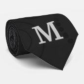 Cravate Damas noir et argent avec Monogramme (Roulé)