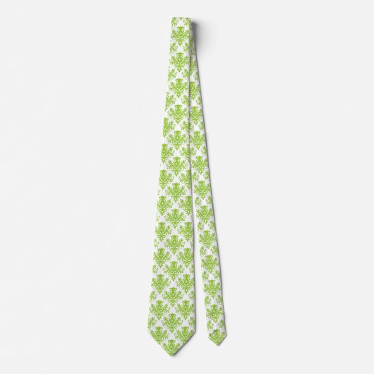 Cravate Damask 02 Motif - Martian Green sur blanc (Devant)